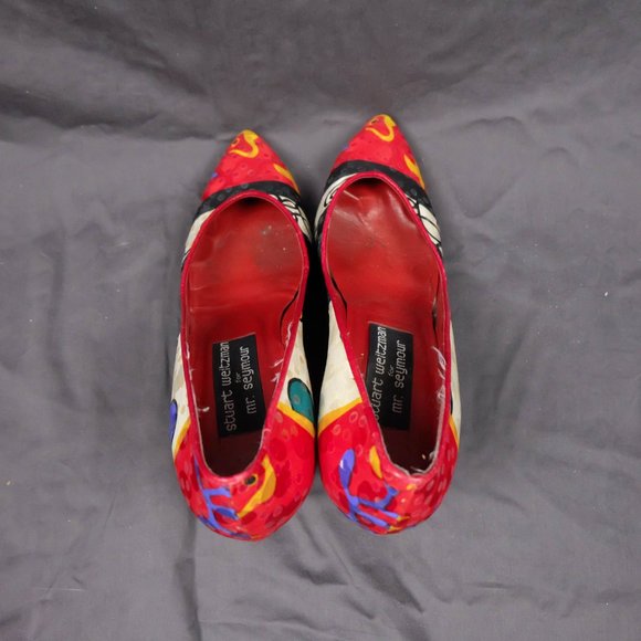 Vintage Heels Womens 8.5 AA Red Pumps Polka Dot 3 Inch Heel Pointed Toe 70s 80s - Picture 4 of 11